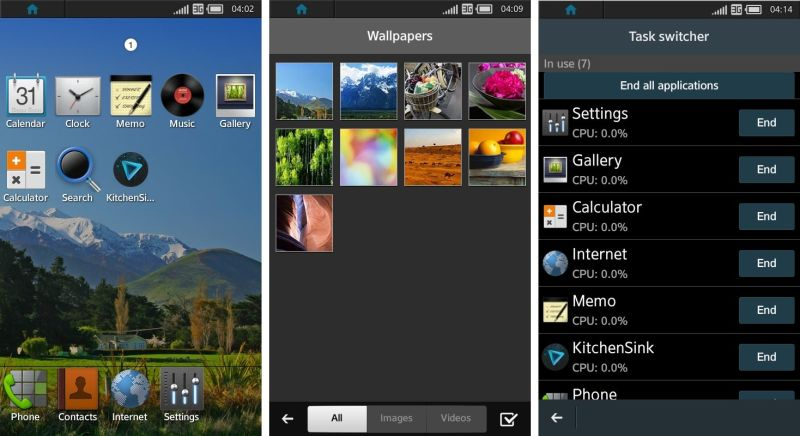 Capturas de pantalla de un smartphone con Tizen
